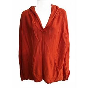 Free People Orange Knit Hooded Pullover Sweater M